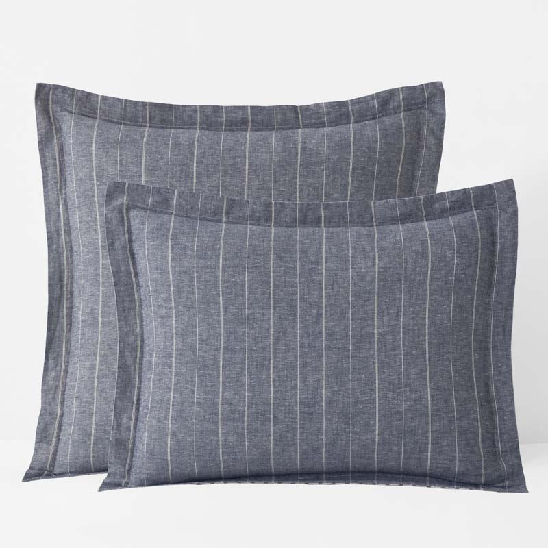 Tailored Stripes Premium Breathable Washed Linen Cotton Reversible Sham