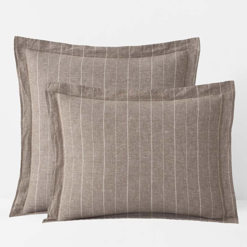 Tailored Stripes Premium Breathable Washed Linen Cotton Reversible Sham