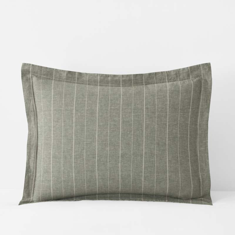 Tailored Stripes Premium Breathable Washed Linen Cotton Reversible Sham