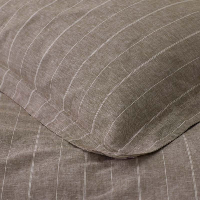 Tailored Stripes Premium Breathable Washed Linen Cotton Reversible Duvet Cover