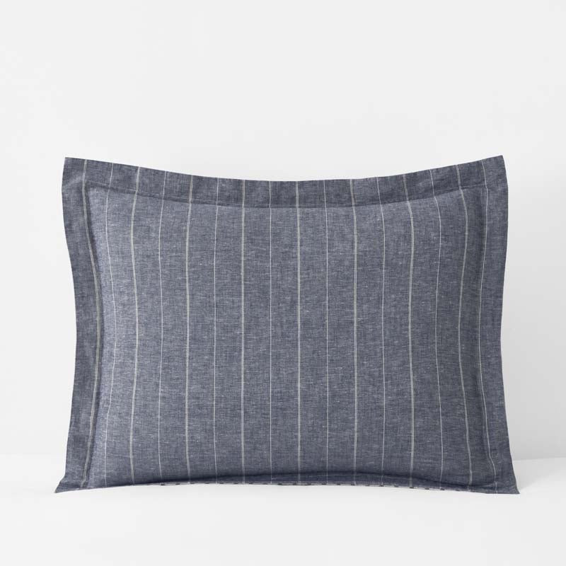 Tailored Stripes Premium Breathable Washed Linen Cotton Reversible Sham