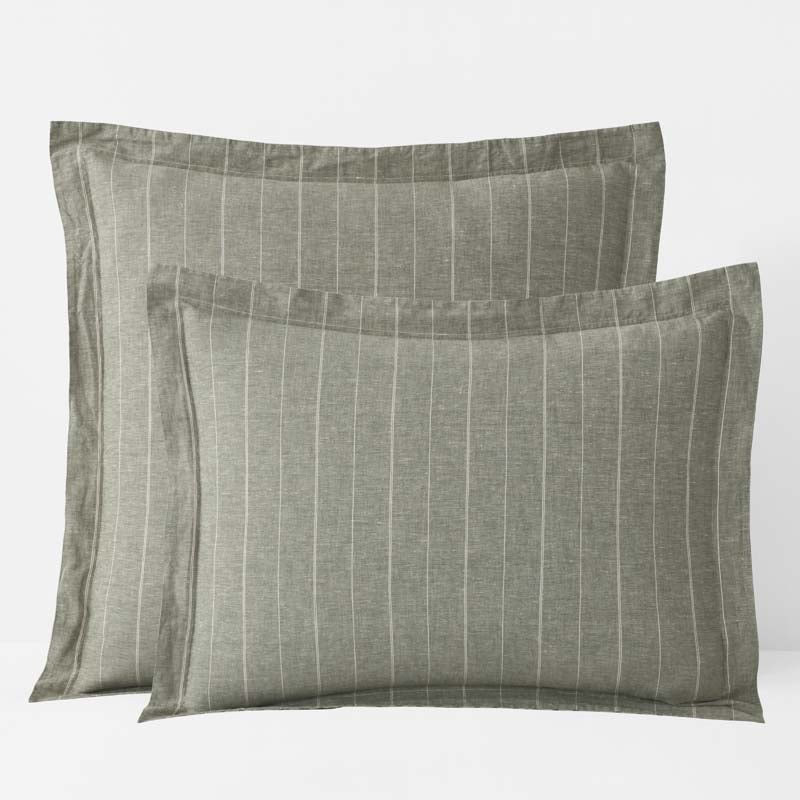 Tailored Stripes Premium Breathable Washed Linen Cotton Reversible Sham