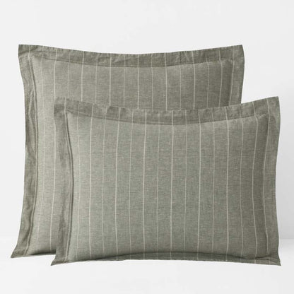 Tailored Stripes Premium Breathable Washed Linen Cotton Reversible Sham