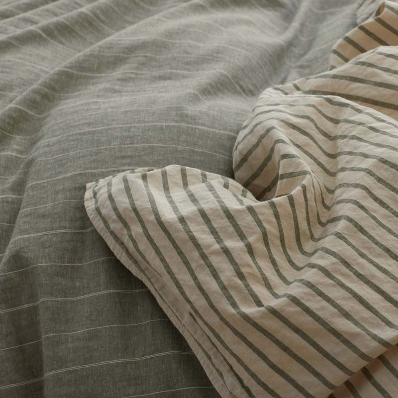 Tailored Stripes Premium Breathable Washed Linen Cotton Reversible Sham