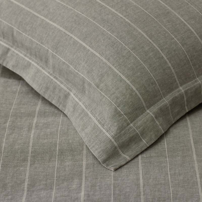 Tailored Stripes Premium Breathable Washed Linen Cotton Reversible Sham
