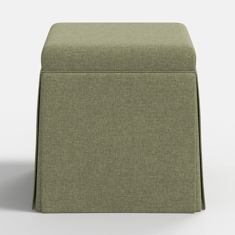 Textured Linen Skirted Storage Ottoman