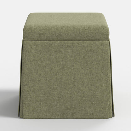 Textured Linen Skirted Storage Ottoman