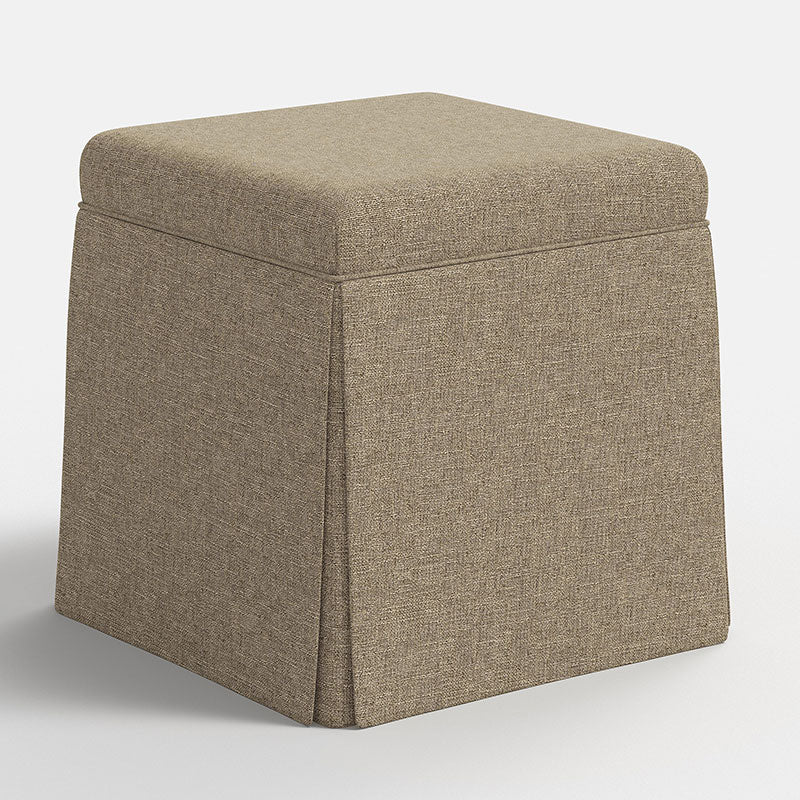 Textured Linen Skirted Storage Ottoman