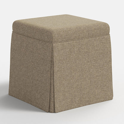 Textured Linen Skirted Storage Ottoman