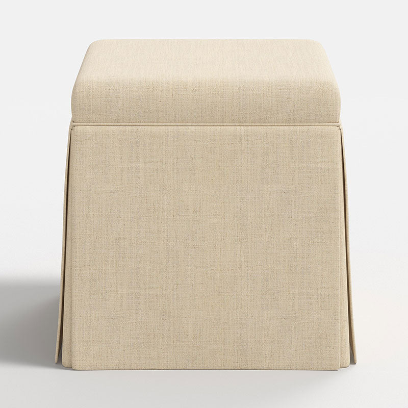 Textured Linen Skirted Storage Ottoman