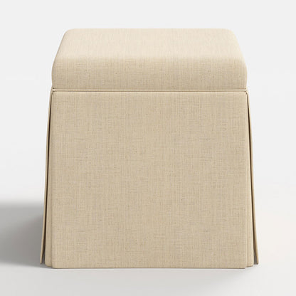 Textured Linen Skirted Storage Ottoman