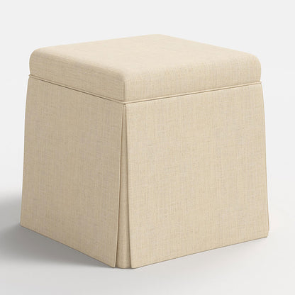 Textured Linen Skirted Storage Ottoman