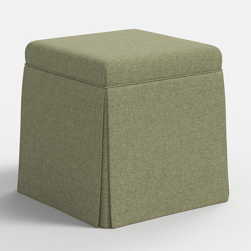 Textured Linen Skirted Storage Ottoman