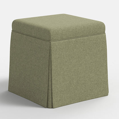 Textured Linen Skirted Storage Ottoman
