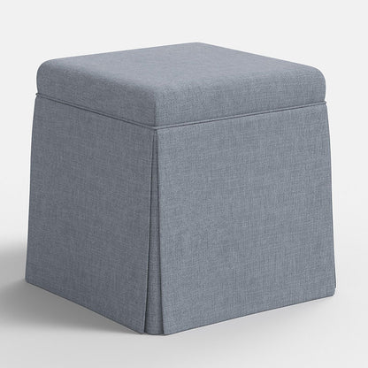 Textured Linen Skirted Storage Ottoman