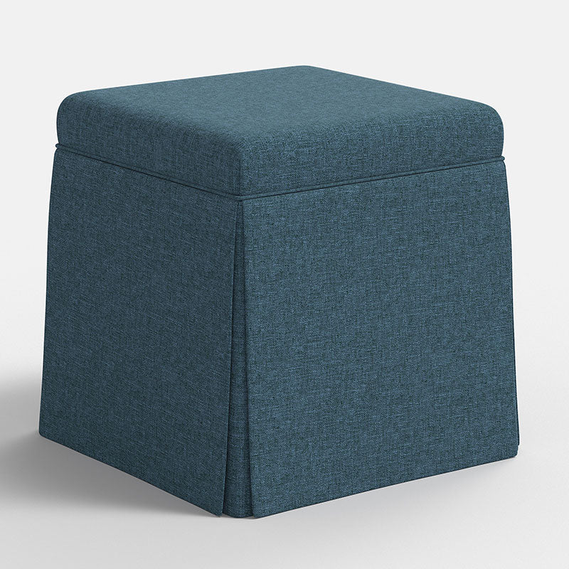 Textured Linen Skirted Storage Ottoman