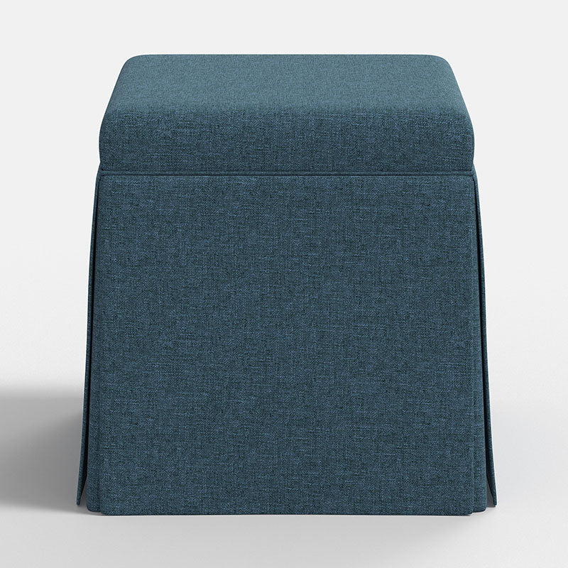 Textured Linen Skirted Storage Ottoman