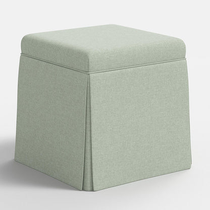 Textured Linen Skirted Storage Ottoman
