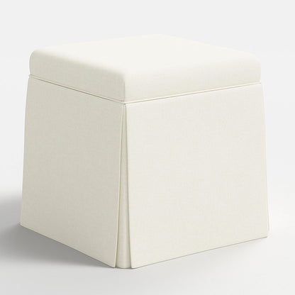 Textured Linen Skirted Storage Ottoman