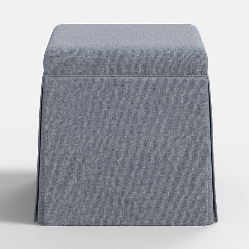 Textured Linen Skirted Storage Ottoman