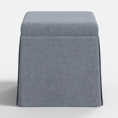 Textured Linen Skirted Storage Ottoman