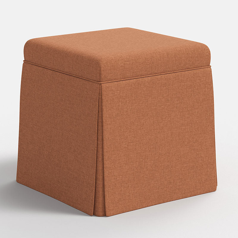Textured Linen Skirted Storage Ottoman