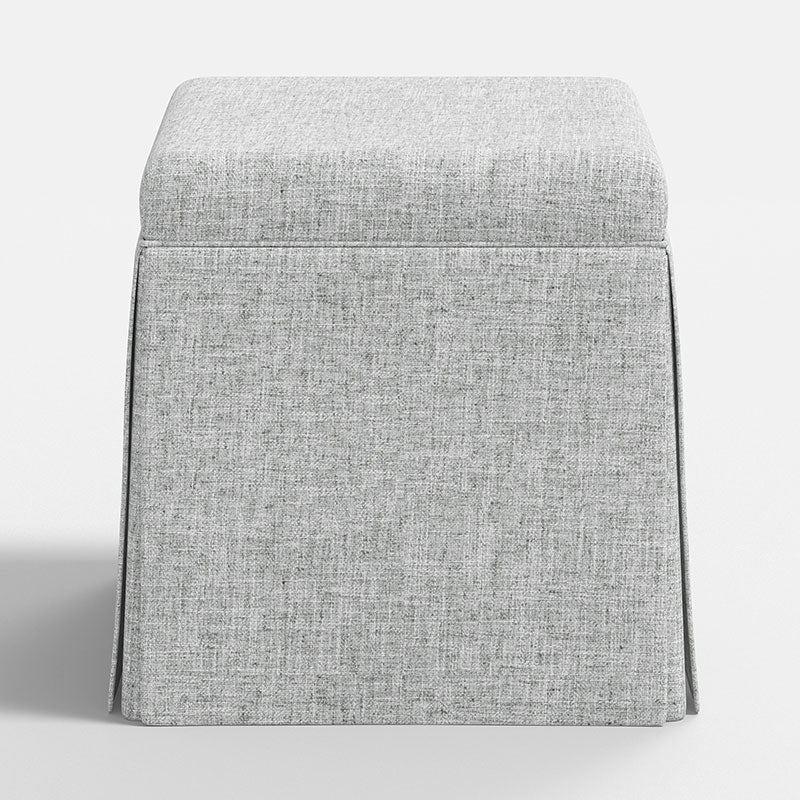 Textured Linen Skirted Storage Ottoman