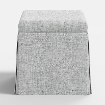 Textured Linen Skirted Storage Ottoman