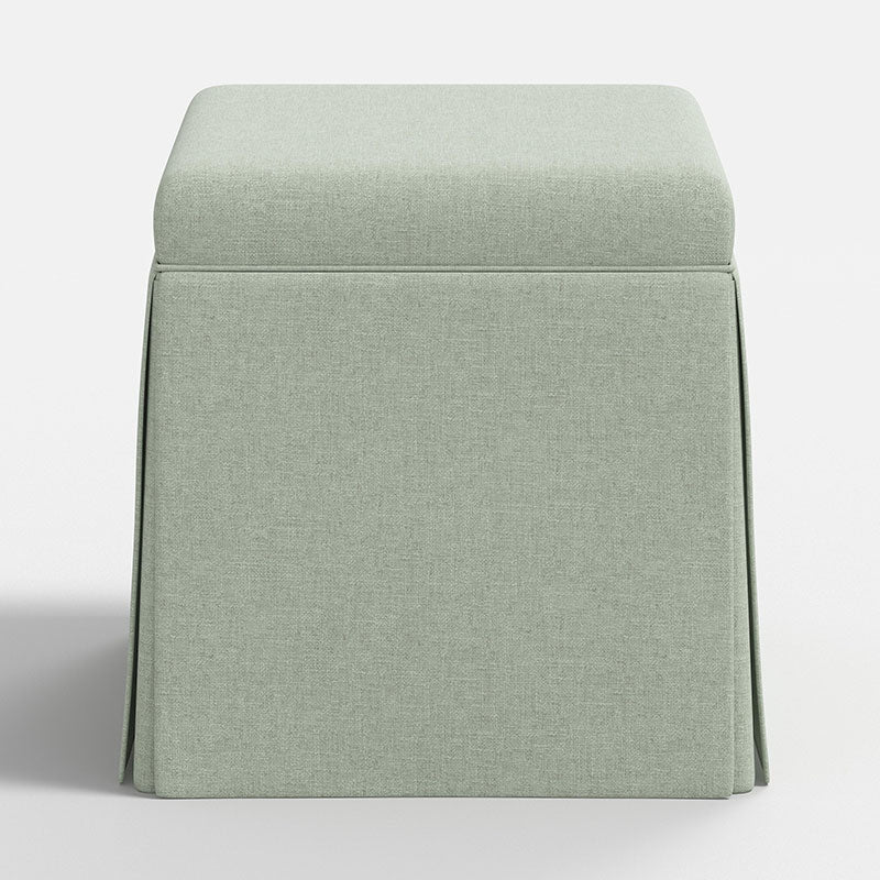 Textured Linen Skirted Storage Ottoman