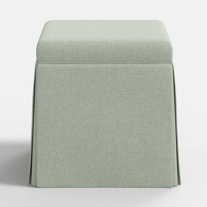 Textured Linen Skirted Storage Ottoman