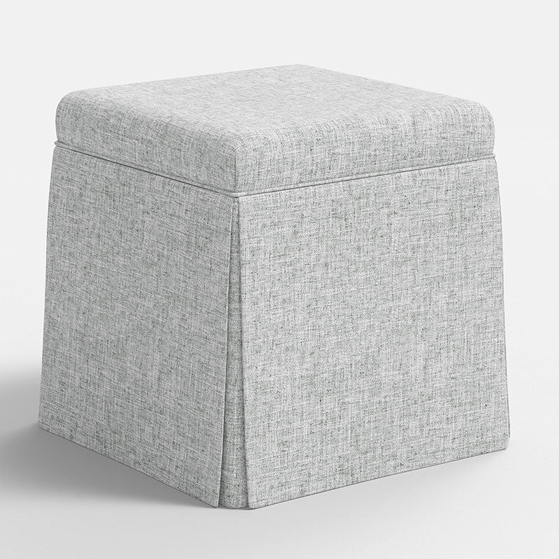 Textured Linen Skirted Storage Ottoman
