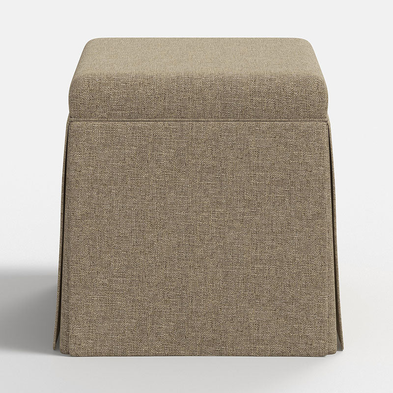Textured Linen Skirted Storage Ottoman