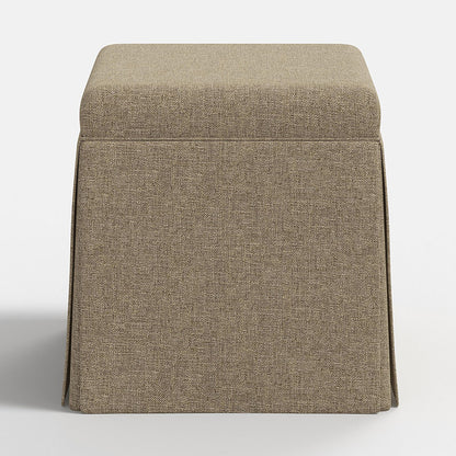 Textured Linen Skirted Storage Ottoman