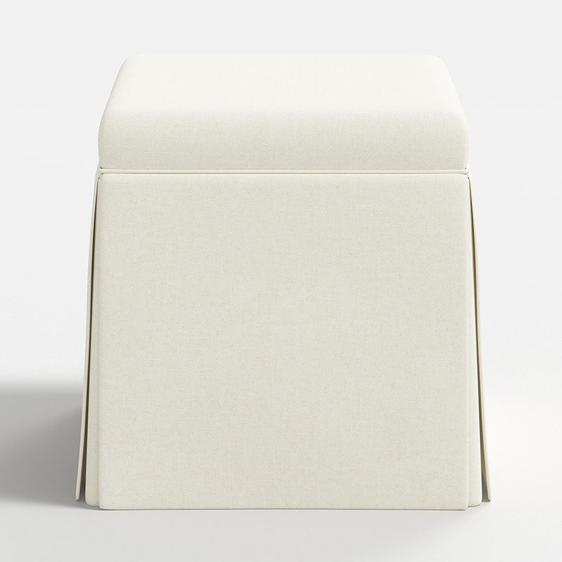 Textured Linen Skirted Storage Ottoman