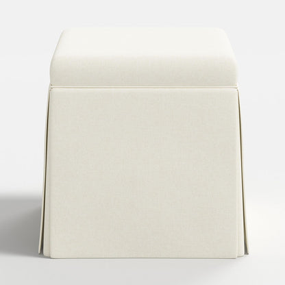 Textured Linen Skirted Storage Ottoman