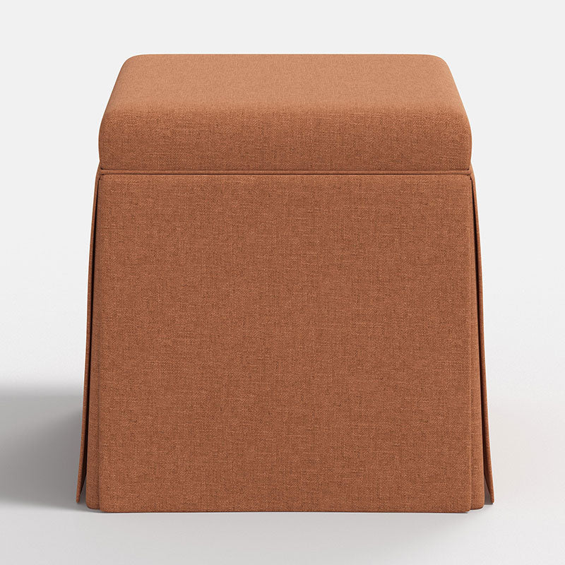 Textured Linen Skirted Storage Ottoman