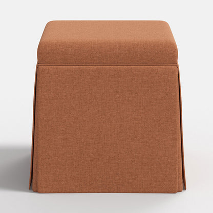 Textured Linen Skirted Storage Ottoman