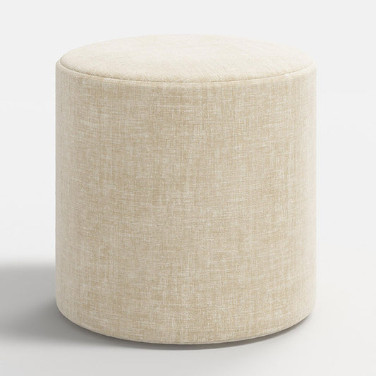 Vintage Velvet Upholstered Round Ottoman
