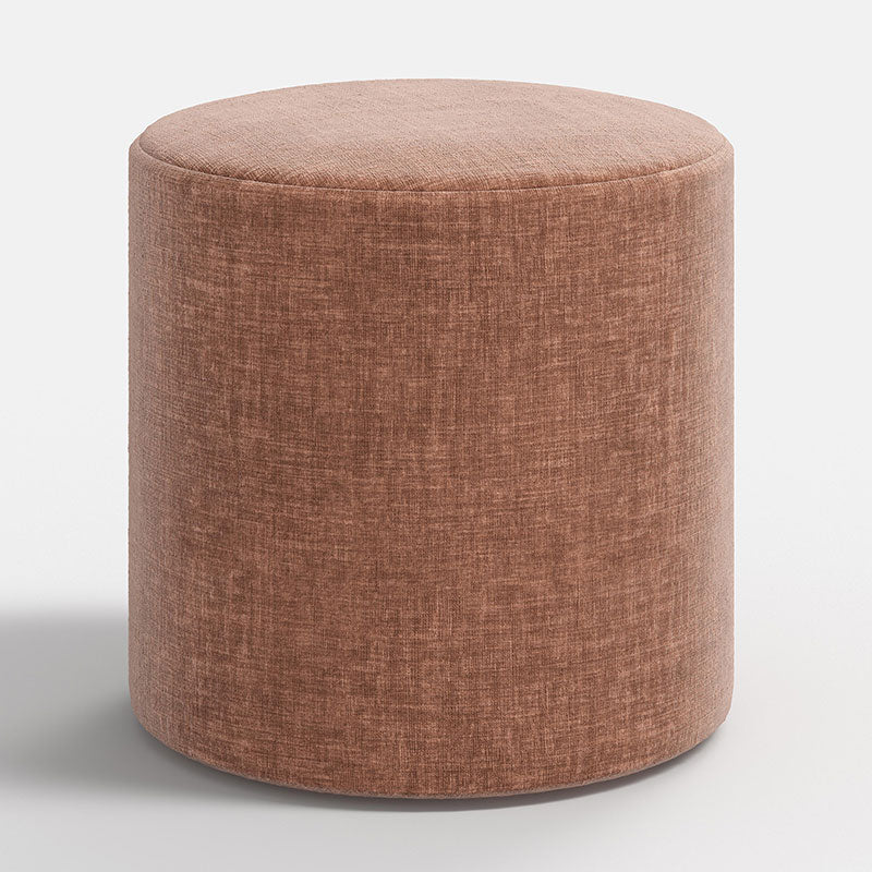 Vintage Velvet Upholstered Round Ottoman