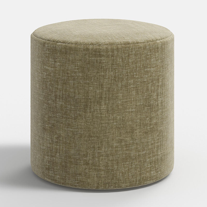 Vintage Velvet Upholstered Round Ottoman