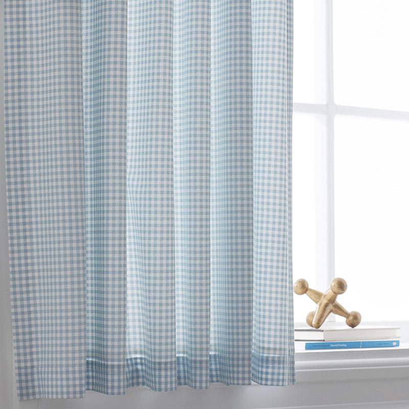 Ditsy Gingham Classic Cool Organic Cotton Percale Window Curtain