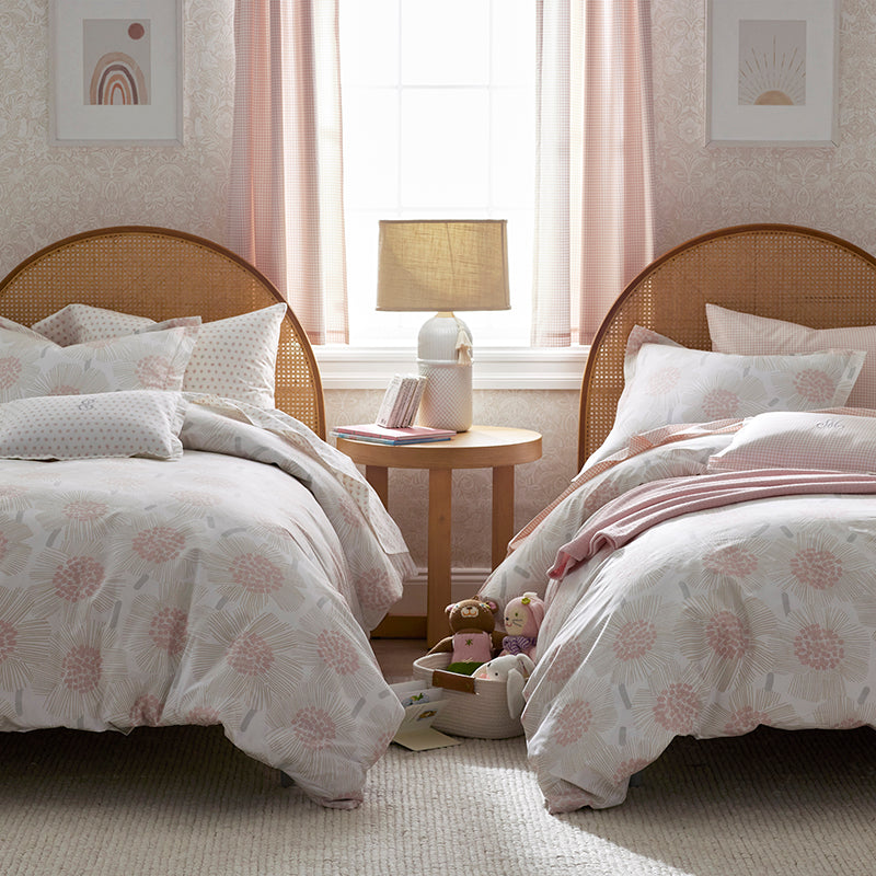 Ditsy Gingham Classic Cool Organic Cotton Percale Window Curtain