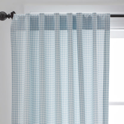 Ditsy Gingham Classic Cool Organic Cotton Percale Window Curtain
