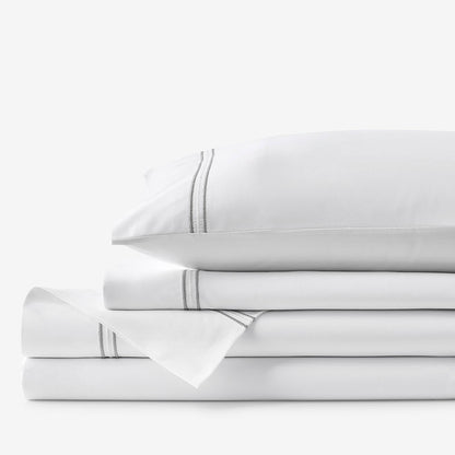Dorset Stripe Luxe Smooth Egyptian Cotton Sateen Bed Sheet Set