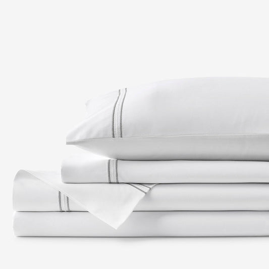 Dorset Stripe Luxe Smooth Egyptian Cotton Sateen Bed Sheet Set
