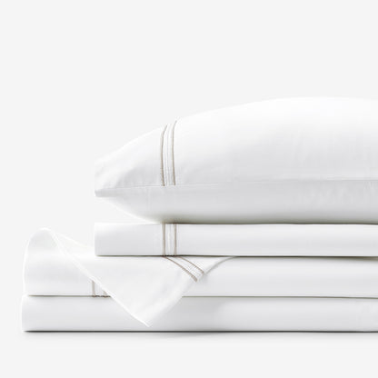 Dorset Stripe Luxe Smooth Egyptian Cotton Sateen Bed Sheet Set