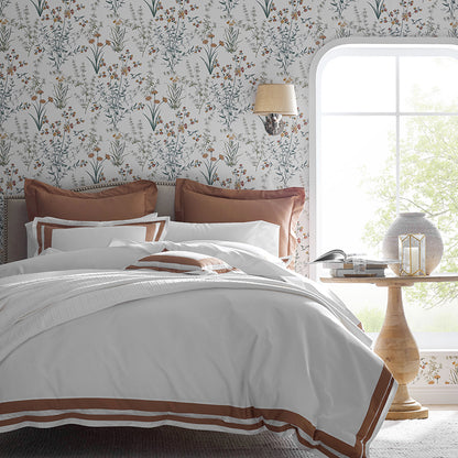 Double Border Classic Smooth Cotton Wrinkle-Free Sateen Bed Duvet Cover