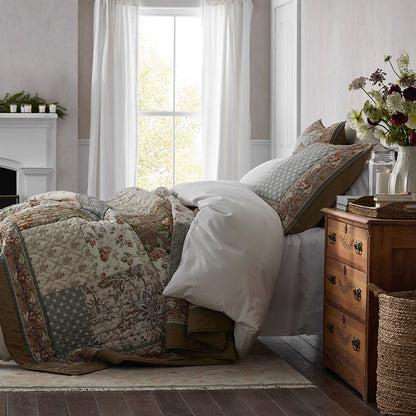 Vintage Floral Vine Patchwork Quilted Sham
