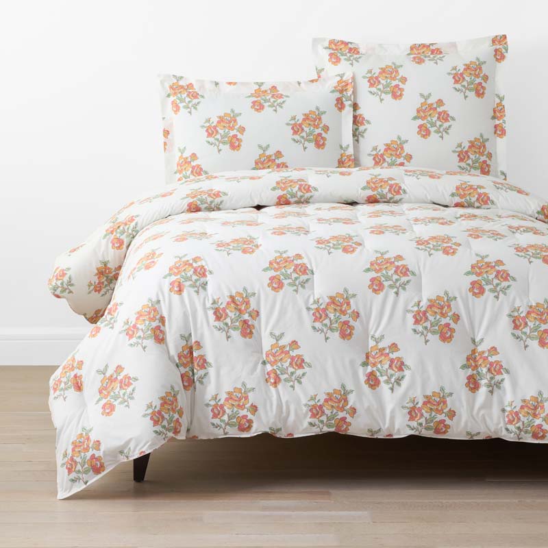 Blossoms and Stripes Classic Cool Cotton Percale Comforter