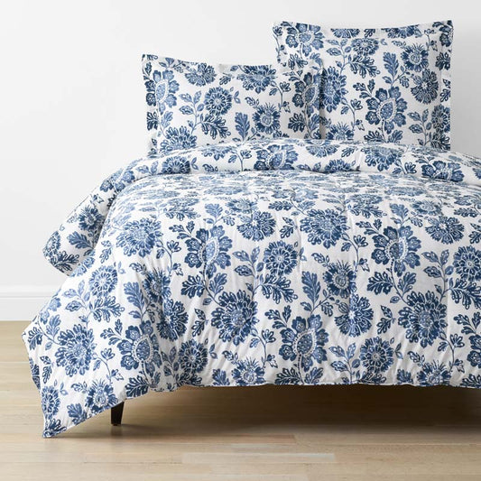 Floral Indigo Garden Classic Cool Cotton Percale Comforter